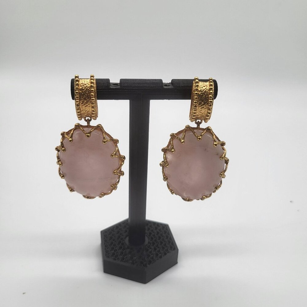 Christie Nicolaides LOLA Earrings Pink Quartz Gold Plated Casa Biscaya Australia - Picture 2 of 11